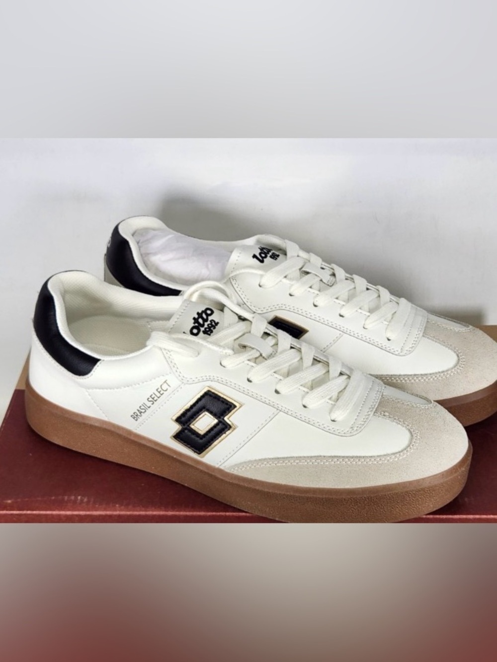 Lotto Women’s Brasil Select OG Sneakers White/Black/Gum Size 6.5 Leather Comfy